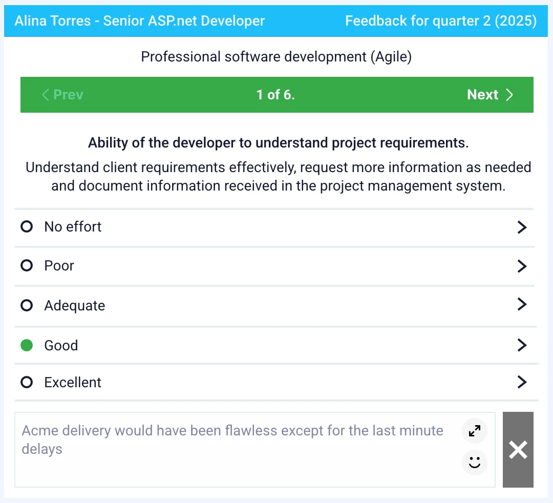 Simple evaluation software