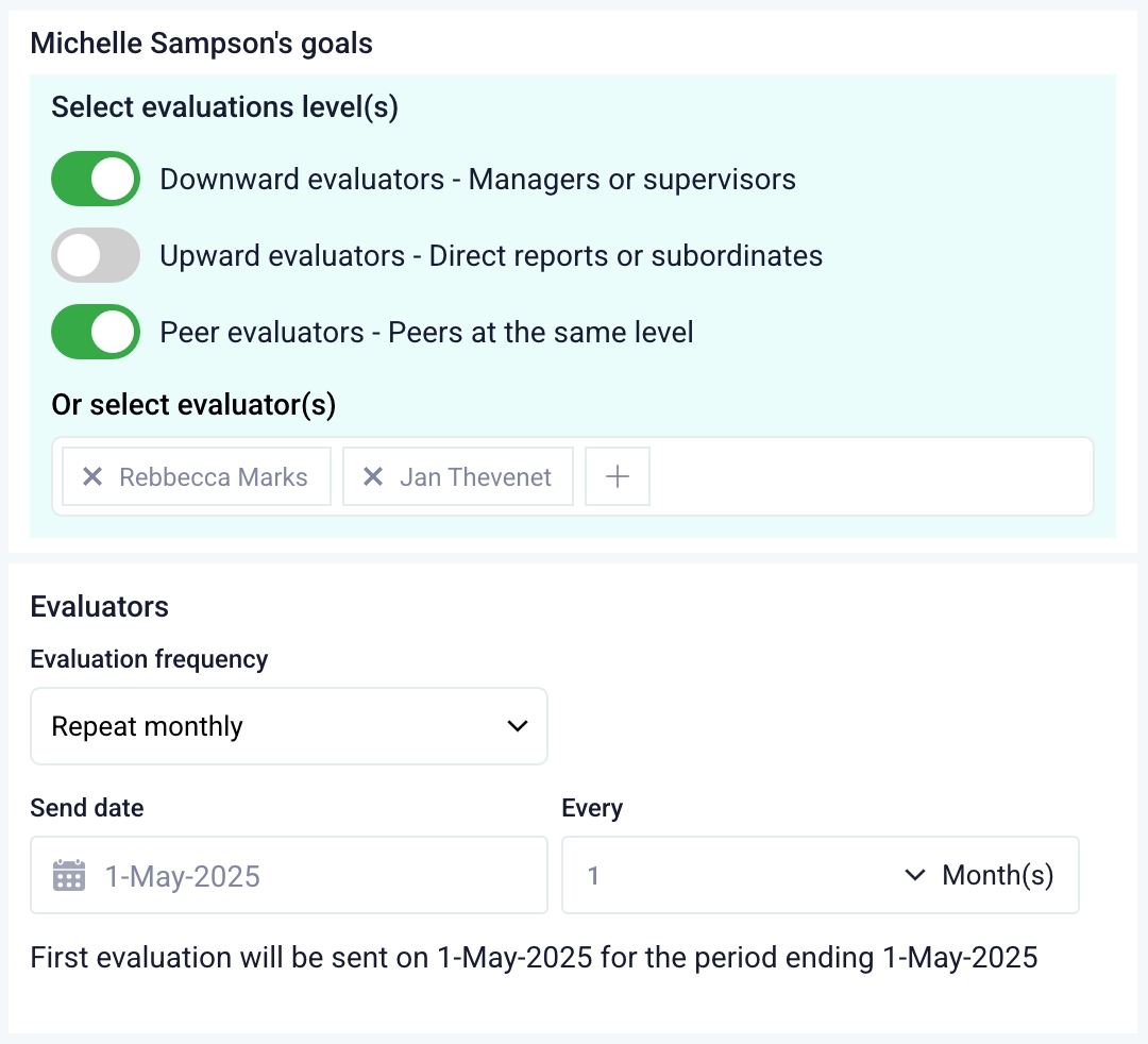 Employees can create and manage their own goals
