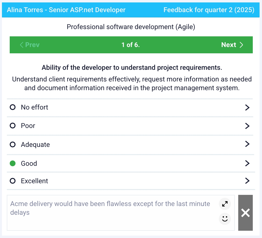 Simple evaluation software