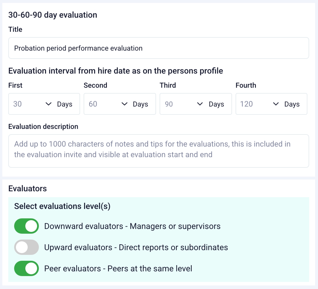 30 60 90 evaluations made simple