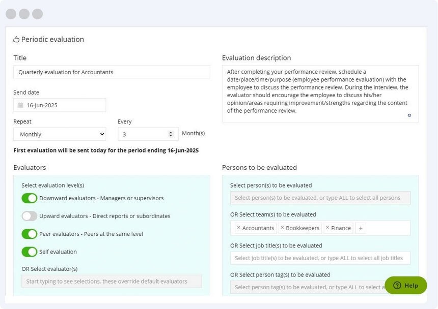 Periodic evaluation dashboard image