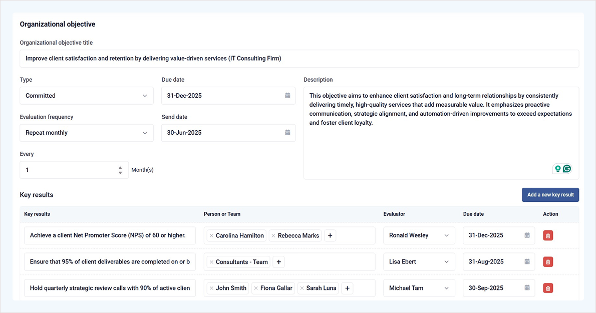 IT Consulting Firm OKRs - AssessTEAM